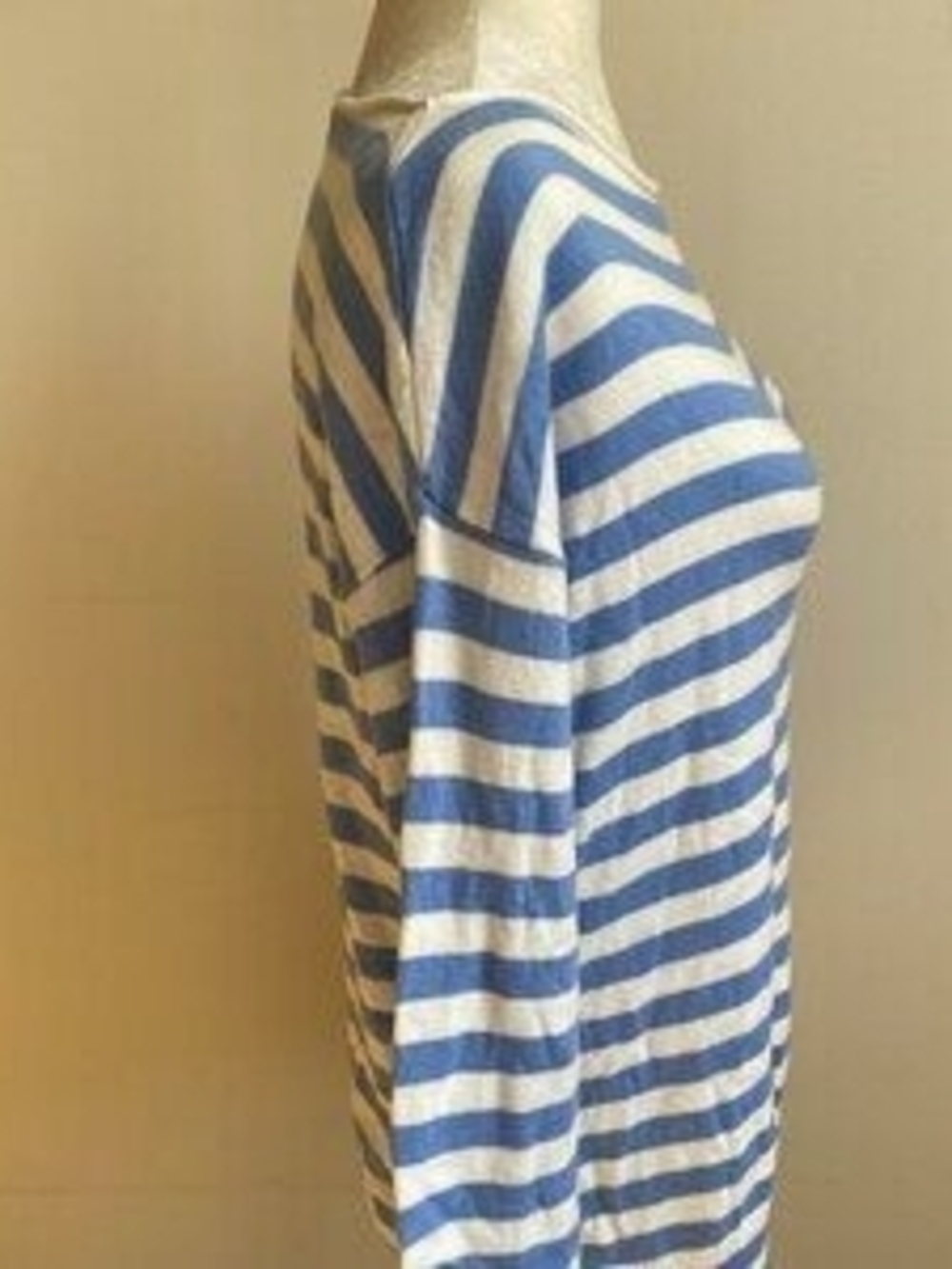 Striped Long-Sleeve Knit Top - Blue and White - Picture 2 of 6